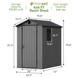 Patiowell Fit-it 4x6 Plastic Storage Shed for Bike, Dark Gray angle 3