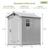 Patiowell 4x6 Plastic Storage Shed for Bike, Light Gray angle 3
