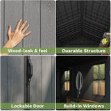 Patiowell 4x8 Plastic Storage Shed, Dark Gray angle 5