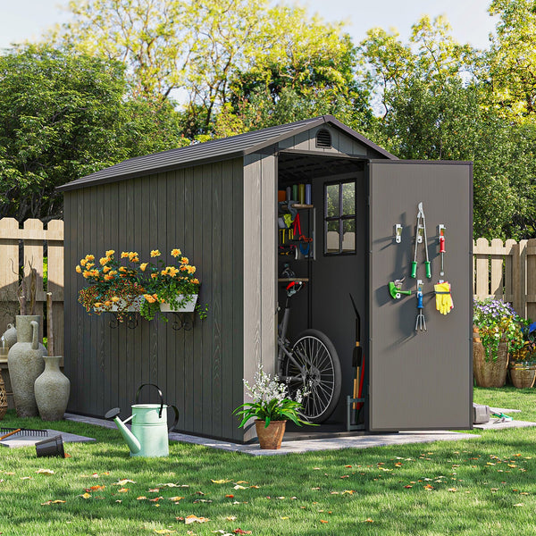 Patiowell 4x8 Plastic Storage Shed, Dark Gray View 2 - Noxmow Official Hardware