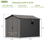 Patiowell 6x10 ft Plastic Shed with Window, Dark Gray angle 3