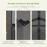 Patiowell 6x10 ft Plastic Shed with Window, Dark Gray angle 4