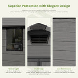 Patiowell 6x10 ft Plastic Shed with Window, Dark Gray angle 5