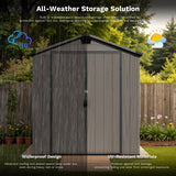 Patiowell 6x10 ft Plastic Shed with Window, Dark Gray angle 7