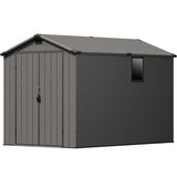 Patiowell 6x10 ft Plastic Shed with Window, Dark Gray angle 1