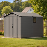 Patiowell 6x10 ft Plastic Shed with Window, Dark Gray angle 8