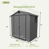 Patiowell 6x4 Plastic Shed with Window & Vent, Dark Gray angle 3