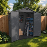 Patiowell 6x4 Plastic Shed with Window & Vent, Dark Gray angle 2