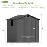 Patiowell 6x6 ft Plastic Shed with Vents and Window, Dark Gray angle 3