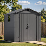 Patiowell 6x6 ft Plastic Shed with Vents and Window, Dark Gray angle 8