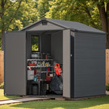 Patiowell 6x6 ft Plastic Shed with Vents and Window, Dark Gray angle 2