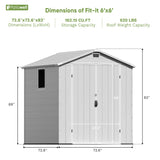 Patiowell 6x6 ft Plastic Shed with Vents and Window, Gray angle 3