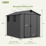 Patiowell 6x8 ft Plastic Storage Shed with Vents and Windows, Dark Gray angle 3