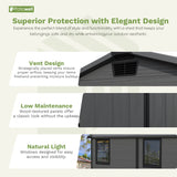 Patiowell 6x8 ft Plastic Storage Shed with Vents and Windows, Dark Gray angle 5