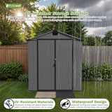 Patiowell 6x8 ft Plastic Storage Shed with Vents and Windows, Dark Gray angle 7