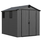 Patiowell 6x8 ft Plastic Storage Shed with Vents and Windows, Dark Gray angle 1