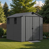 Patiowell 6x8 ft Plastic Storage Shed with Vents and Windows, Dark Gray angle 8