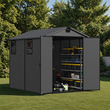 Patiowell 6x8 ft Plastic Storage Shed with Vents and Windows, Dark Gray angle 2