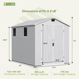 Patiowell 6x8 ft Plastic Storage Shed with Vents and Windows, Gray angle 3