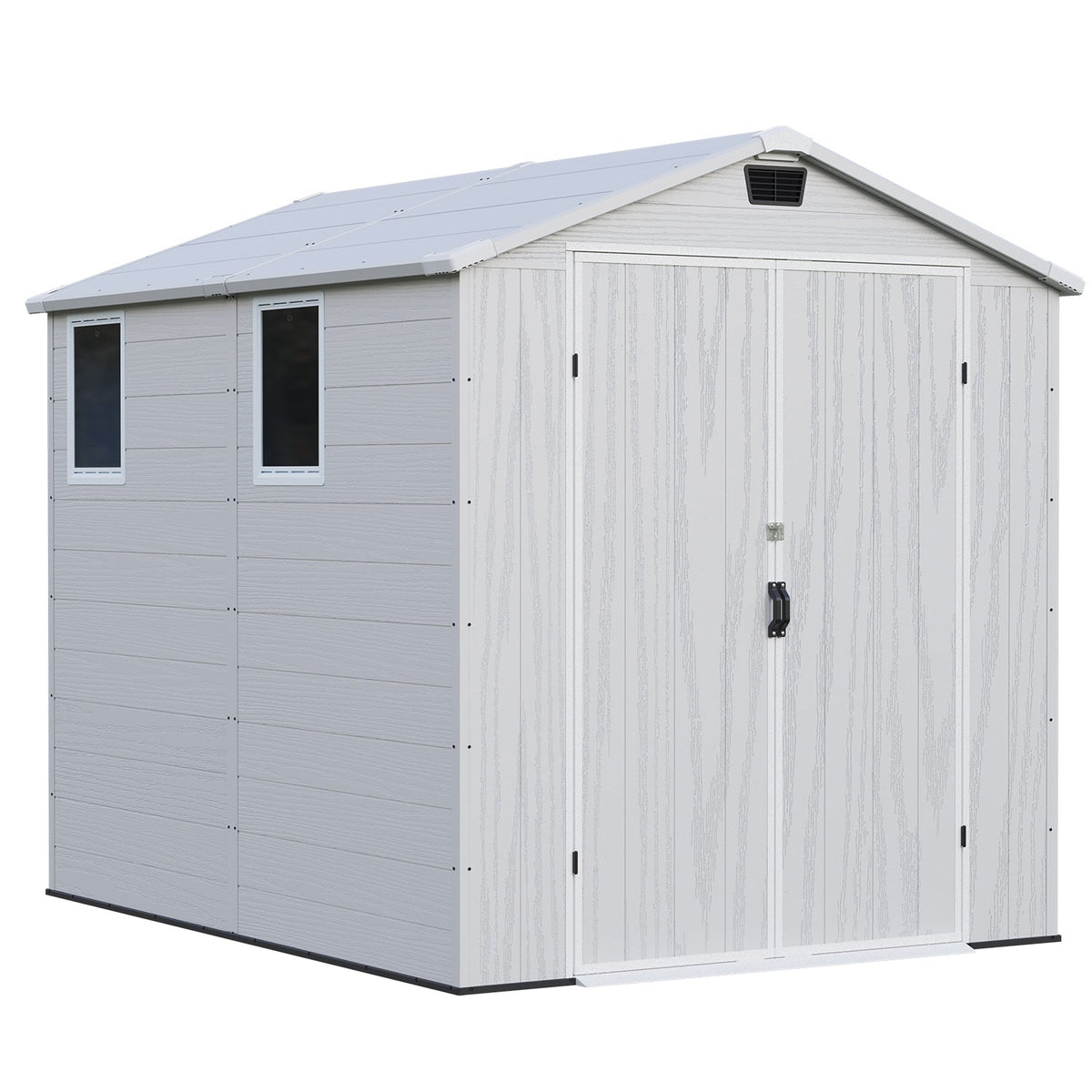 Patiowell 6x8 ft Plastic Storage Shed with Vents and Windows, Gray - Noxmow Official Hardware