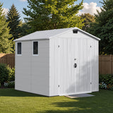 Patiowell 6x8 ft Plastic Storage Shed with Vents and Windows, Gray angle 8