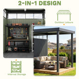 6x8 Metal Storage Shed with 7x8 Pergola Covered Porch angle 5