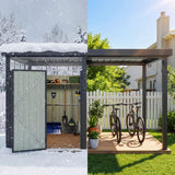 6x8 Metal Storage Shed with 7x8 Pergola Covered Porch angle 6