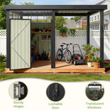 6x8 Metal Storage Shed with 7x8 Pergola Covered Porch angle 7