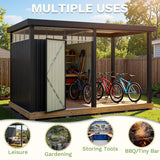 6x8 Metal Storage Shed with 7x8 Pergola Covered Porch angle 8