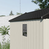 Kick-it 8x10 Plastic Storage Shed with Floor and Windows, Gray & Beige angle 14