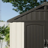 Kick-it 8x8 Plastic Storage Shed with Floor and Windows, Gray & Beige angle 6