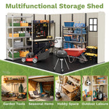 Kick-it 8x10 Plastic Storage Shed with Floor and Windows, Gray & Beige angle 7
