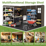 Kick-it 8x10 Plastic Storage Shed with Floor, Brown angle 7