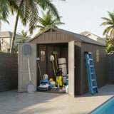 Kick-it 8x10 Plastic Storage Shed with Floor, Brown angle 13
