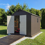 Kick-it 8x10 Plastic Storage Shed with Floor, Brown angle 2