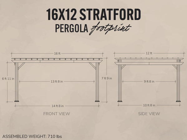 Stratford | 16x12 Steel Pergola – Black View 2 - Noxmow Official Hardware