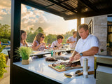 Edgemont Bay | U-Shape Outdoor Kitchen with Bar Seating, Grill & Pizza Oven angle 23