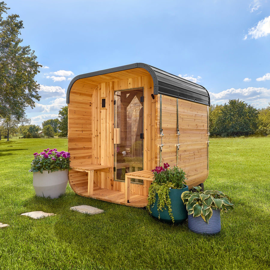 Lennon Outdoor Cube Sauna with Porch – 2-4 Person detail view