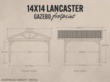 Lancaster | 14x14 Steel Gazebo with Gable Roof angle 2
