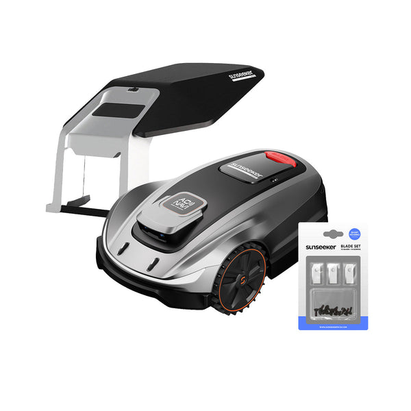 Sunseeker X5 Premium Bundle: Robot Mower with Garage & Blades Kit, No Boundary Wires View 2 - Noxmow Official Hardware