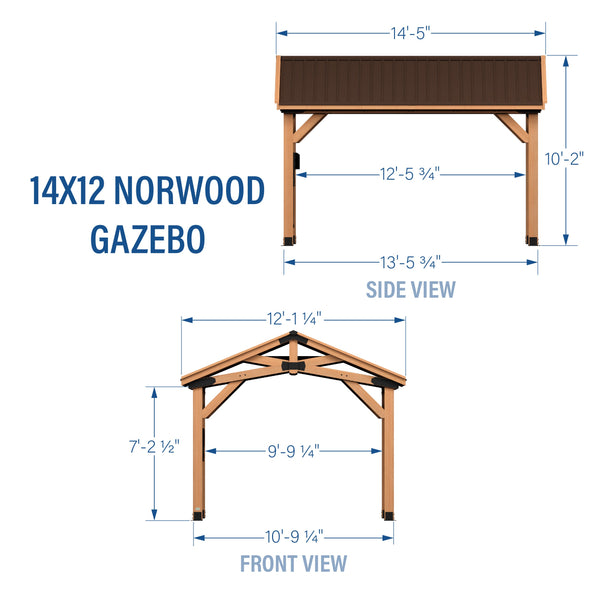 14x12 Norwood Gazebo View 2 - Noxmow Official Hardware