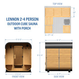 Lennon Outdoor Cube Sauna with Porch – 2-4 Person angle 3