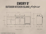 Emory | 9-Foot Outdoor Kitchen Island with Built-In Grill angle 2