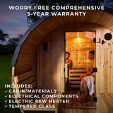 Paxton Outdoor Barrel Sauna with Porch – 2-4 Person angle 4
